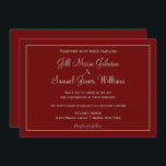 Convite Belo Casamento Vermelho e Cinza<br><div class="desc">Este lindo esquema de cores vermelho e cinza é excelente para o seu casamento. Com um fundo vermelho,  suas informações estão encapsuladas em um quadro de cinza. O texto também está escrito nesta cor complementar da cinza. Personalize esses convites de casamento hoje!</div>