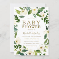 Belo Chá de fraldas Branco Floral Ferida Neutral
