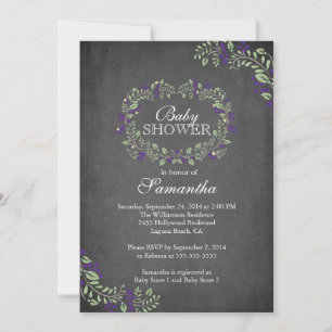Convite Belo Chá de fraldas de Frame Floral Chalkboard