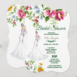 Convite Belo Chá de panela de Casamento das Flores da prim