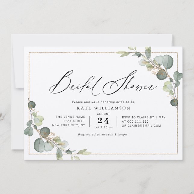 Convite belo chá de panela de quadro verde de script (Frente)