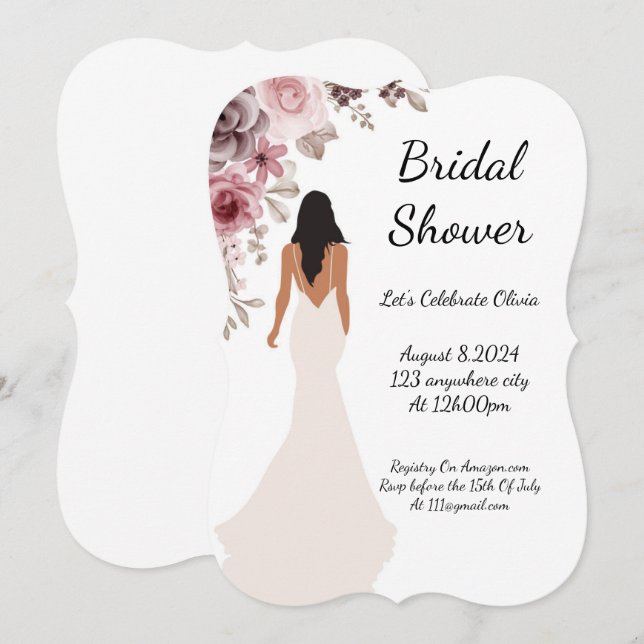 Convite belo chá de panela floral (Frente/Verso)