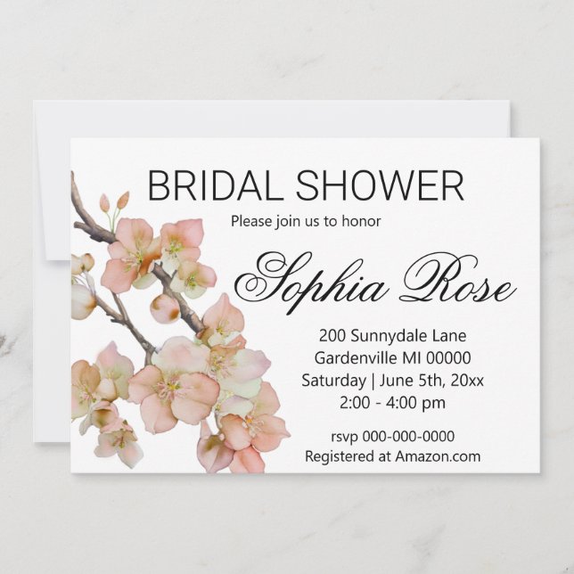 Convite Belo chá de panela floral cor de laranja (Frente)