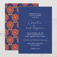 Belo Chuveiro de Casais Floral Azul Vermelho Botân