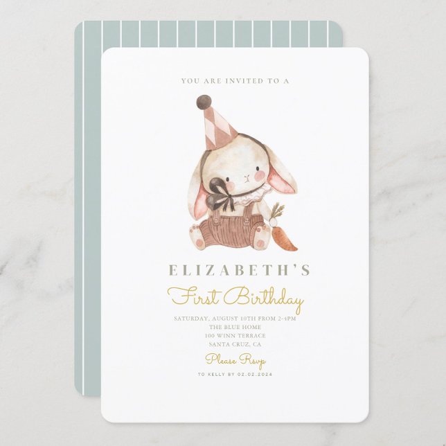 Convite Belo Coelhinho e Carrot Primeiro primeiro aniversa (Criador carregado)