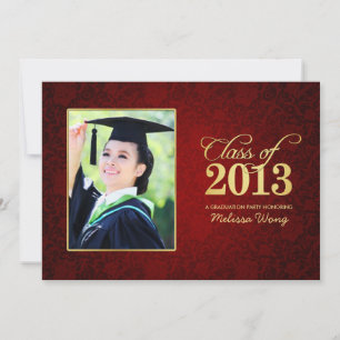 Convite Belo Damasco Vermelho e Classe Dourada de 2013