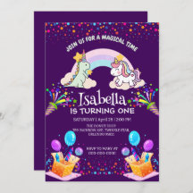 Belo Dinossauro Unicórnio Arco-Íris Aniversário do