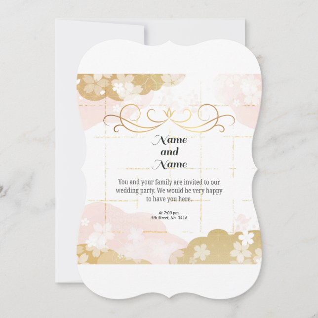 Convite Belo e elegante casamento pastel (Frente)