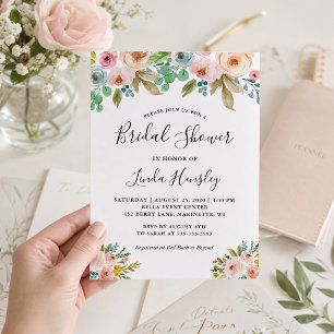 Convite Belo Elegance Watercolor Chá de panela Floral