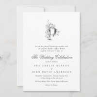 Belo Floral 'P' Monograma Casamento Escrito
