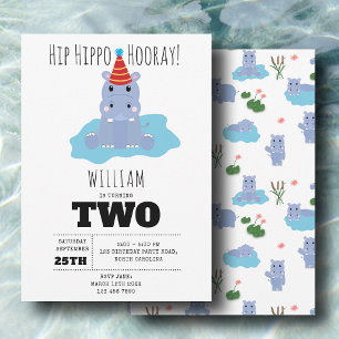 Convite Belo Hipopótamo Hip Hippo Hurra Aniversário de Cri