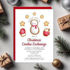 Convite Belo intercâmbio de biscoitos de Natal Boneco de N