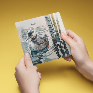 Convite belo leão sobre a água em aquarela