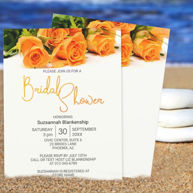 Convite Belo Modelo de Orange Rose Bouquet (Criador carregado)