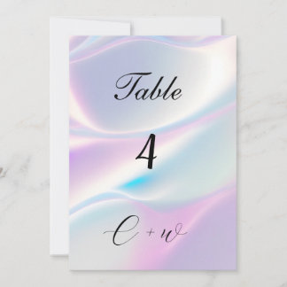 Convite Belo número da mesa de casamento iridescente.