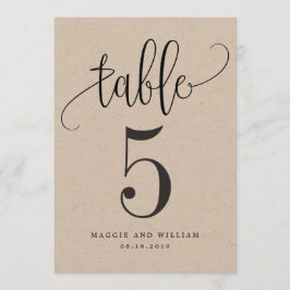 Convite Belo Número de Tabela de Caligrafia