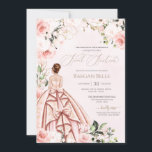Convite Belo palhaço Bonito no Rosa cor-de-rosa doce 16<br><div class="desc">Elegante design de luxo com rosas brancas e rosas cor-de-rosa com pincel suave,  sotaques dourados,  e uma boneca linda com um luxuoso vestido de bola voada. Todo texto é totalmente personalizável.</div>