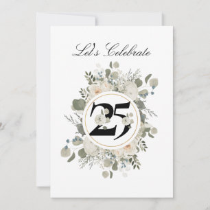 Convite Belo Pastel Floral 25 ANNIVERSARY