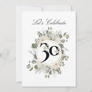 Convite Belo Pastel Floral 30 ANNIVERSARY
