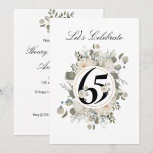 Convite Belo Pastel Floral 65 ANIVERSARY