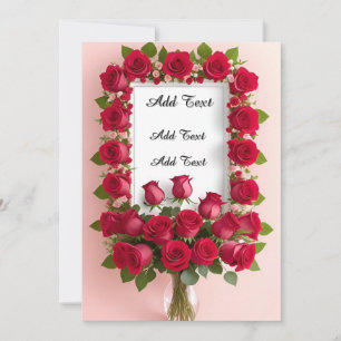 Convite Belo Quadro Floral com Rosas Vermelhas