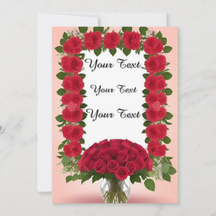 Convite Belo Quadro Floral com Rosas Vermelhas