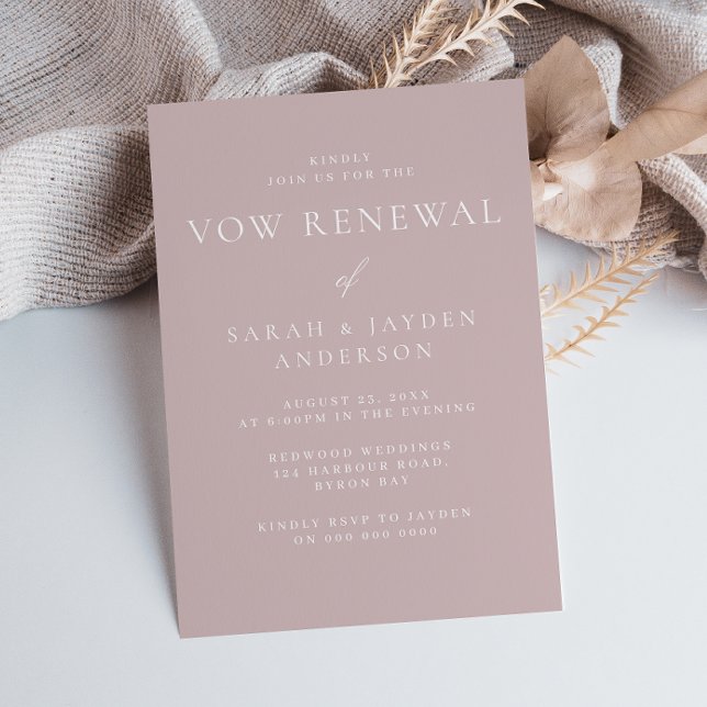 Convite Belo Renovação de Votos Moderno Rosa Poeirento Sua (Criador carregado)