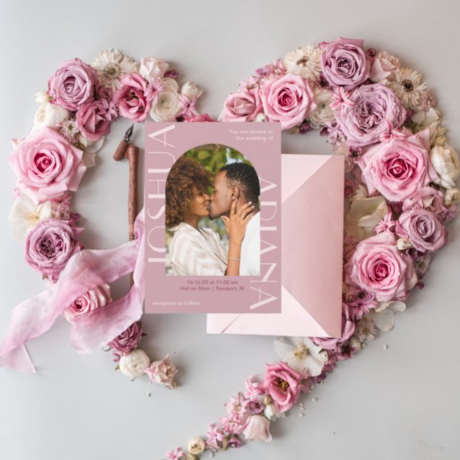 Convite Belo Rosa Dois Casamento Fotográfico (Criador carregado)