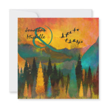 Belo Sunset de Montanha, Árvores e Casamento de Av