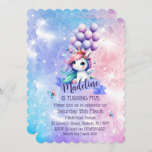 Convite Belo Unicórnio com Concursos Temáticos de Balões