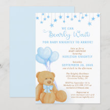 Belo Urso Azul Balões Azuis Chá de fraldas