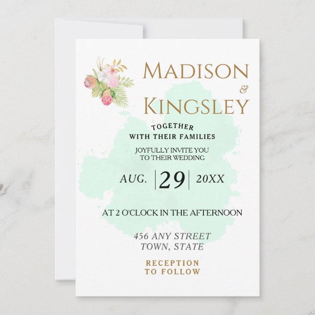 Convite Belo Verde limão 💚 Casamento Elegante Boho (Frente)