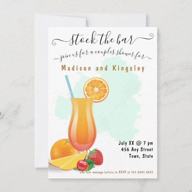 Convite Belo Verde limão Elegante Chá Boho (Frente)