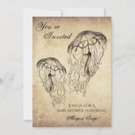 Convite Belo Vintage Jellyfish Chá de fraldas de praia