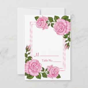 Convite Belos Cantos de Buquês Cor-de-Rosa Número da Mesa 