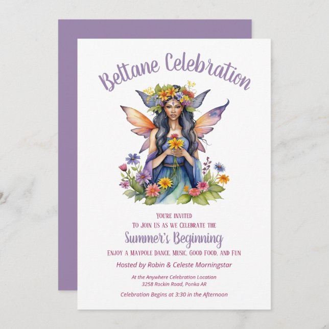 Convite Beltane Summer Fairy Floral Sabbat Party (Frente/Verso)