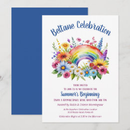 Convite Beltane Summer Floral Rainbow Sabbat Party