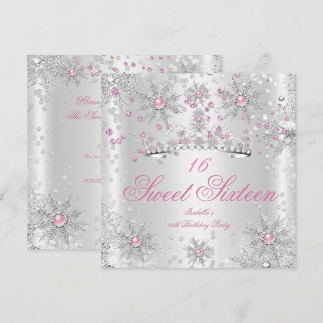 Convite Bem Doce 16 Rosa Branco Natal Mágico (Frente/Verso)
