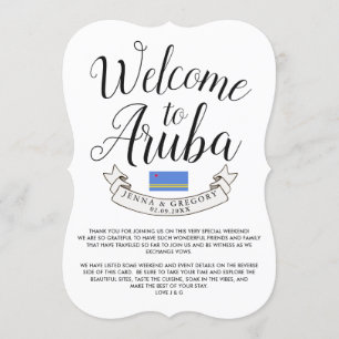 Convite Bem-vindo a Aruba   Casamento de Destino Personali