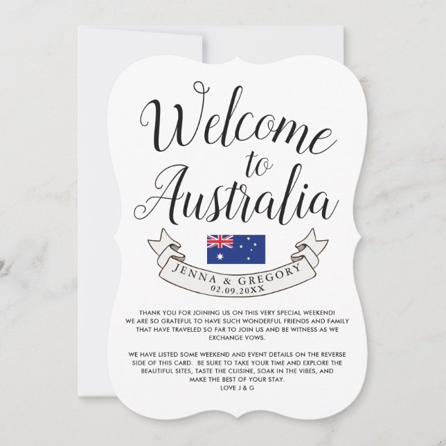 Convite Bem-vindo à Austrália | Destino Casamento Personal (Frente)
