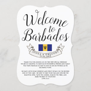 Convite Bem-vindo a Barbados   Favor de Casamento Destino