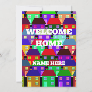 CONVITE BEM-VINDO A CASA CASAS COLORIDAS PERSONALIZADAS