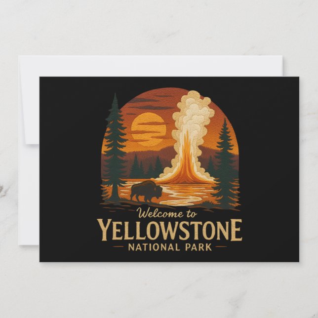 Convite Bem-vindo à Embroiderme Yellowstone Nacional EUA (Frente)