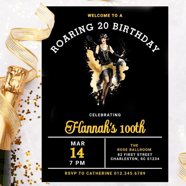 Convite Bem-vindo a uma Festa de aniversário do Roaring 20 (Criador carregado)