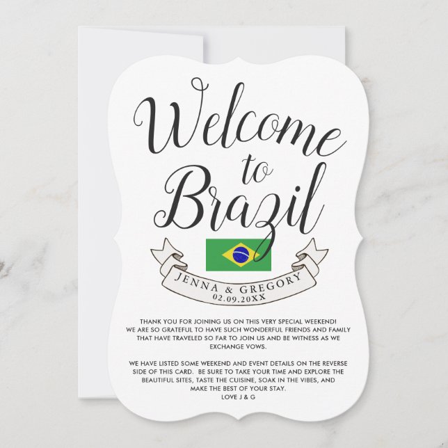 Convite Bem-vindo ao Brasil | Personalizado de Casamento d (Frente)