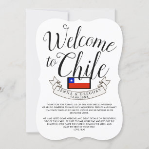 Convite Bem-vindo ao Chile  Personalização de Casamento 