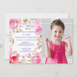 Convite Bendito Foliage Primeira Foto de Comunhão Sagrada