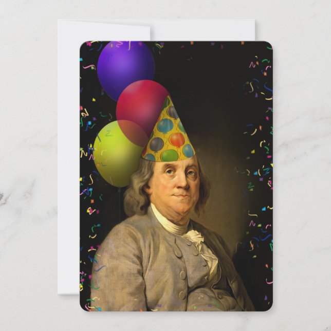 Convite Benjamin Franklin Happy Birthday (Frente)