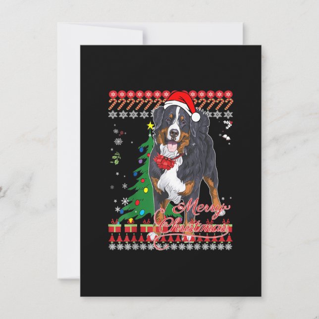 Convite Bernese Mountain Dog Camisa de Natal Feia (Frente)
