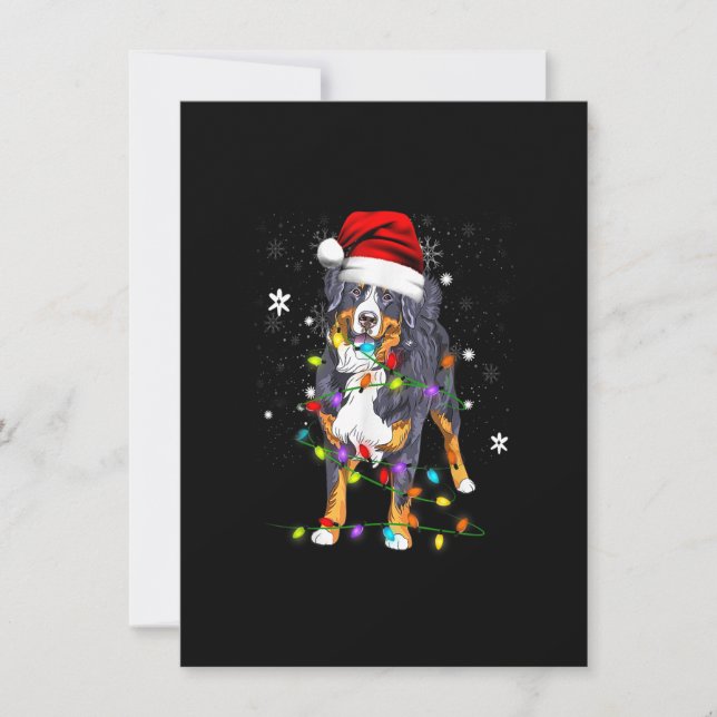 Convite Bernese Mountain Dog Ilumina Fama de Natal (Frente)